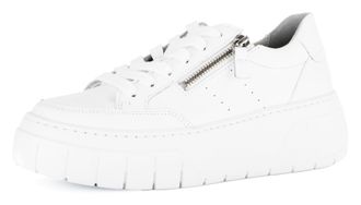 Gabor Plateausneaker GABOR, Damen, Gr. 35, weiss (wei&szlig;), Kalbsleder, unifarben, Schuhe Plateausneaker, Freizeitzschuh, Halbschuh, Schn&uuml;rschuh mit Lochmuster