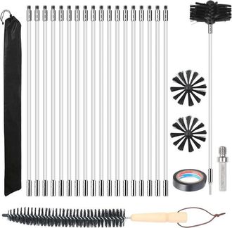 OEM Kit De Cepillos Para Chimeneas - Di&aacute;metro 150 Mm, 18 Varillas De 410 Mm, 2 Cabezales - Para Limpieza De Estufas De Le&ntilde;a Y Chimeneas