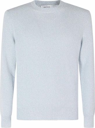 Gran Sasso Maglia Gcollo Cot Mouline - Heren - Ronde hals truien - Blauw - 2XL - Katoen - Truien & Vesten