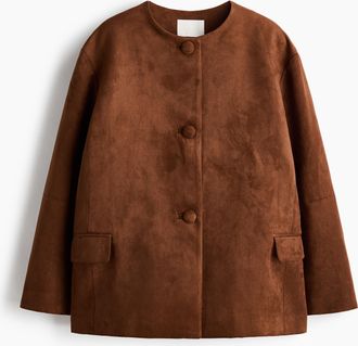 H&M Kragenlose Jacke - Beige