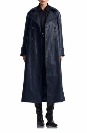 Avec Les Filles Oversize Raglan Faux Leather Trench Coat in Midnight at Nordstrom, Size X-Large