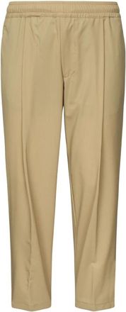 Giuliano Galiano Bruine wollen broek met elastische tailleband - Heren - Sweatpants - Bruin - M - Wol - Broeken
