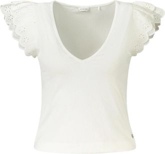 Guess T-shirt met korte mouwen en V-hals - Dames - T-shirts - Wit - M - Tops