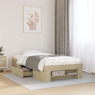 vidaXL Estructura De Cama Sin Colch&oacute;n Madera Roble Sonoma 75x190 Cm Vidaxl