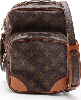 Louis Vuitton Brown Leather Coated Canvas Messenger Bag Shoulder Bag (Pre-Owned)