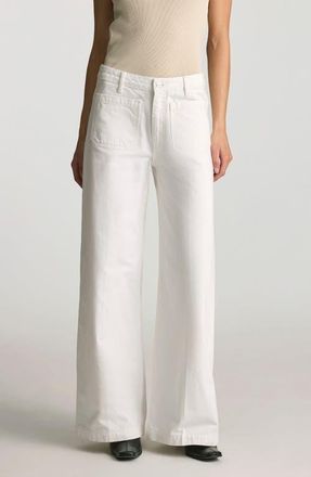 Mavi Christine Patch Pocket Wide Leg Jeans in White Classic Denim at Nordstrom, Size 32 30