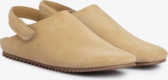 Pedro Garcia Clog in beige suede and velcro closure |Bely | Fall winter 25 | PEDRO GARCIA