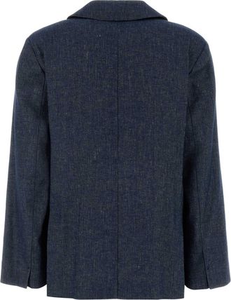 Max Mara Womens S Maxmara Blazer Navy Cotton Linen Elastane Blazers