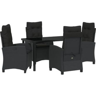 vidaXL Conjunto De Comedor De Jard&iacute;n 5 Pcs Negro Rat&aacute;n Sint&eacute;tico Vidaxl