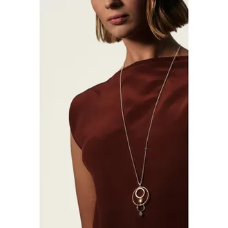 John Hardy Dot Hammered Long Drop Pendant Necklace in Silver/gold at Nordstrom, Size 34