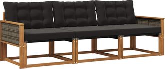 vidaXL Conjunto De Sof&aacute;s De Exterior 3 Uds. Natural Y Negro Vidaxl