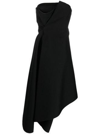 Stefano Mortari strapless asymmetric layered dress - Black