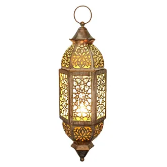OEM Candelabros Marroqu&iacute;es De Hierro Forjado - Blanco Y Dorado Cepillado L