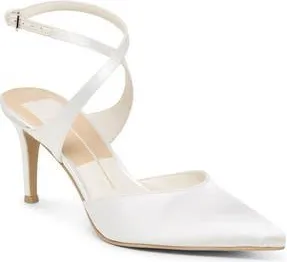 Dolce Vita Eliora Pointed Toe Ankle Strap Pump in True White Satin at Nordstrom Rack, Size 8.5