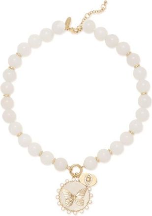 Ramy Brook Reva Butterfly Pendant Synthetic Turquoise Bead Necklace in White at Nordstrom, Size No Size