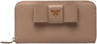 Prada Pre-owned Long wallet (bi-fold) - Dames - Vintage Accessoires - Beige - ONE Size - Leer - Vintage