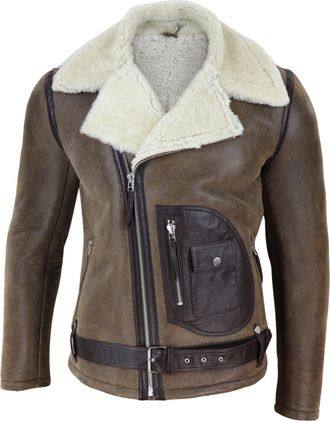 TruClothing Sheepskin Cross Zip Jacket Pilot Flight