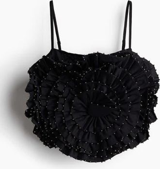 H&M Embellished Strappy Top in Black at Nordstrom, Size X-Small
