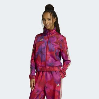 adidas Trainingsjacke ADIDAS SPORTSWEAR ADIDAS X FARM RIO HOUSE OF TIRO TRACK, Damen, Gr. XS, bahia magenta, active maroon, crystal linen, Obermaterial: 70% 