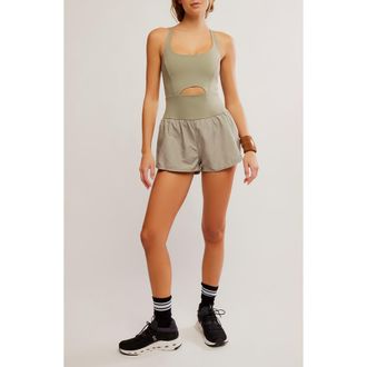 Free People FP Movement Righteous Runsie Romper in Sage Stone at Nordstrom Rack, Size X-Small