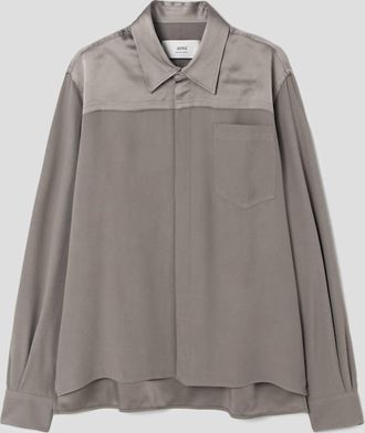 Ami Mens Long Sleeve Shirt In Ash