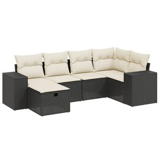vidaXL Vidaxl - Set Divano Da Giardino 6 Pz Con Cuscini Nero In Polyrattan