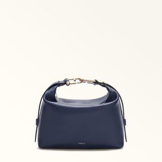 Furla Tonie Shoulder Bag M Mediterraneo Blue Ares Soft Textured Leather Woman