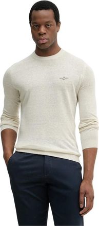 Aeronautica Trui met ronde hals - Heren - Ronde hals truien - Beige - 2XL - Linnen - Truien & Vesten