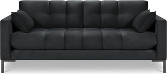 BLOOMINGLOFT 3-Sitzer Designsofa Mamaia Samt - Beine Schwarz
