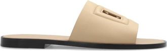 Dolce & Gabbana Sloffen met logo - Heren - Sandalen - Beige - 39 EU - Leer - Schoenen