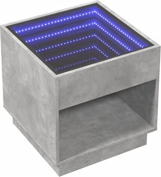 vidaXL Bedside Table with Infinity LED Concrete Grey 50x50x50 cm vidaXL