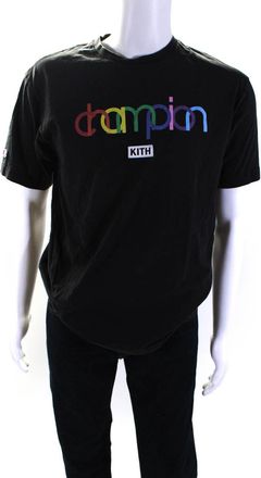 Champion x Kith Mens Jersey Knit Crew Neck Short Sleeve T-Shirt Tee Black