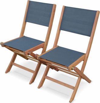 Sweeek Pareja de sillas de mesa de jardín, eucalipto, natural