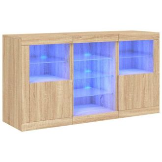 vidaXL Sideboard with led Lights Sonoma Oak 123x37x67 cm Vidaxl