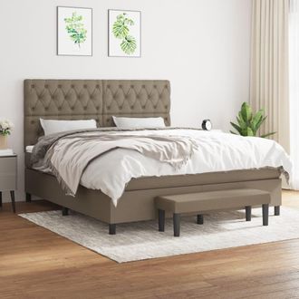 vidaXL Vidaxl - Cama Box Spring Con Colch&oacute;n Tela Gris Taupe 160x200 Cm