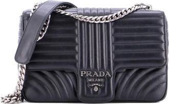 Prada Chain Flap Shoulder Bag Diagramme Quilted Leather Medium crossbody bag - Black