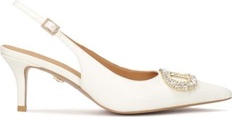 Kazar Bruiloft lage stiletto-pompen met sieradenversiering - Dames - Pumps - Beige - 35 EU - Leer - Schoenen