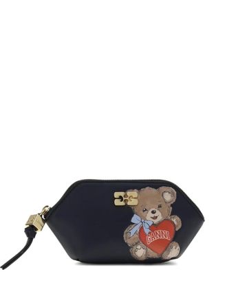 Ganni Bou bear-print coin purse - Black