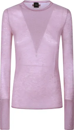 Pinko Pico Pink Wool-Blend Shimmer Sweater