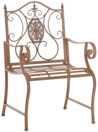 Clp Silla de exterior con reposabrazos en Metal Marr&oacute;n antiguo