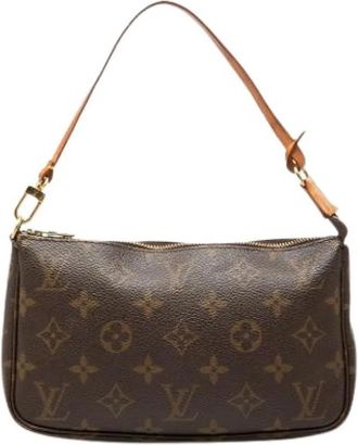 Louis Vuitton Pre-owned Pochette Accessoires - Dames - Vintage Schoudertas - Bruin - ONE Size - Leer - Vintage