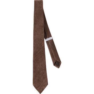 Brunello Cucinelli Fluid corduroy tie in Cigar at Nordstrom