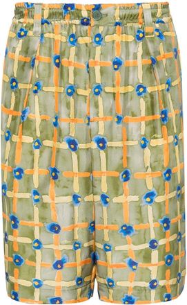 Marni abstract-print silk Bermuda shorts - men - Silk - 56 - Green