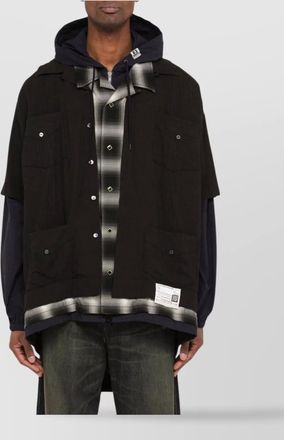 Miharayasuhiro layered hooded shirt plaid detail