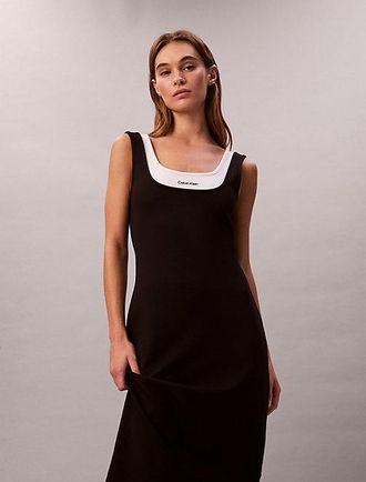 Calvin Klein Contrast Layer Midi Dress