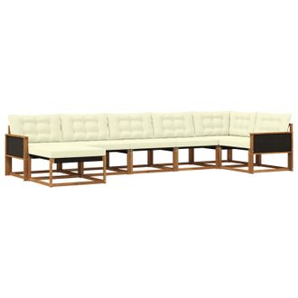 vidaXL Conjunto De Sof&aacute;s De Exterior Con Coj&iacute;n 7 Pcs Natural Y Crema Vidaxl