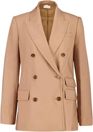 Zimmermann Biscuit Hypnotic Double-Breasted Wollen Blazer - Dames - Blazers - Beige - XS - Wol - Jassen