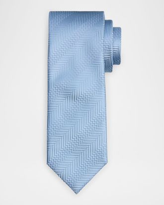 Brioni Mens Multi-Chevron Silk Tie