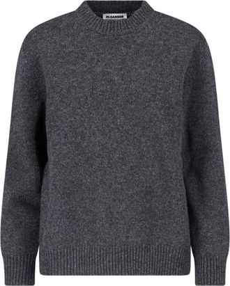 Jil Sander Textured Grey Knit Sweater with Open Slit Detail
