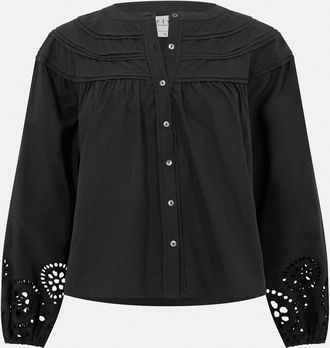 Velvet Womens by and Regular Fit Bishop Sleeve Blouse in Black - Size 14 UK
